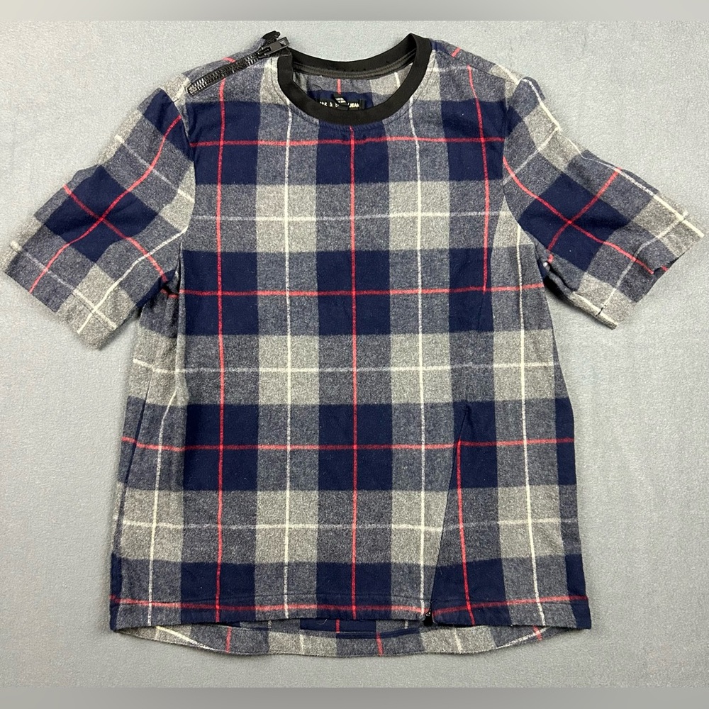 Rag & Bone Women’s Austin Plaid Flannel Top Zipper Accents Size Small